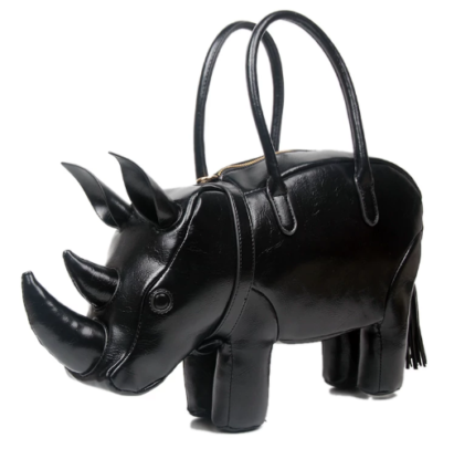 Bold Rhino Shaped Statement Tote - Artisan Handcrafted Bag