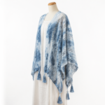 Santorini Lace Indigo Batik Shawl - Calming Plant-Dyed Wrap - Image 2