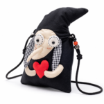 Whimsical Witch Crossbody Bag - Handcrafted Folk Art Tote with Red Heart