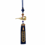 Dynasty Five Pure Copper Gourd Ornament Pair - With Porcelain Blue Tassel & Agate Bead Details - Image 3