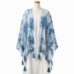 Santorini Lace Indigo Batik Shawl - Calming Plant-Dyed Wrap - Image 4