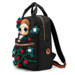 Whimsical Girl & Teddy Bear Embroidered Backpack - Handcrafted Folk Art Bag - Image 4