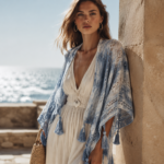 Santorini Lace Indigo Batik Shawl - Calming Plant-Dyed Wrap