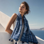 Indigo Batik Paisley Shawl - Traditional Chinese Blue & White Scarf with Tassels