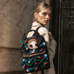 Whimsical Girl & Teddy Bear Embroidered Backpack - Handcrafted Folk Art Bag - Image 6