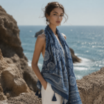 Indigo Batik Paisley Shawl - Traditional Chinese Blue & White Scarf with Tassels - Image 6