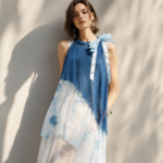 Santorini Bow Whisper Batik Dress - Calming Plant-Dyed Maxi